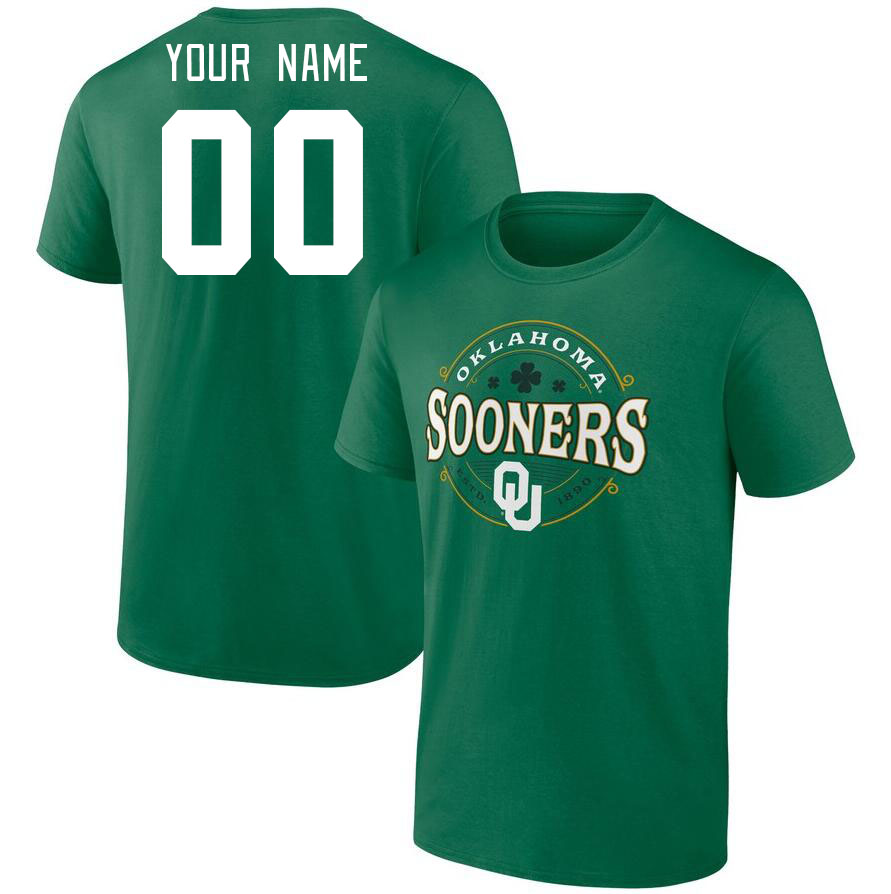 Custom Oklahoma Sooners College Name And Number Tshirt-Green - Click Image to Close